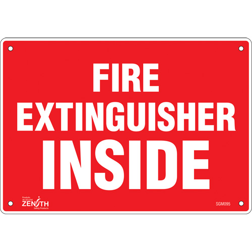 "Fire Extinguisher Inside" Sign, 7" x 10", Plastic, English