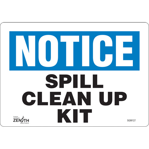 "Spill Clean Up Kit" Sign, 7" x 10", Vinyl, English