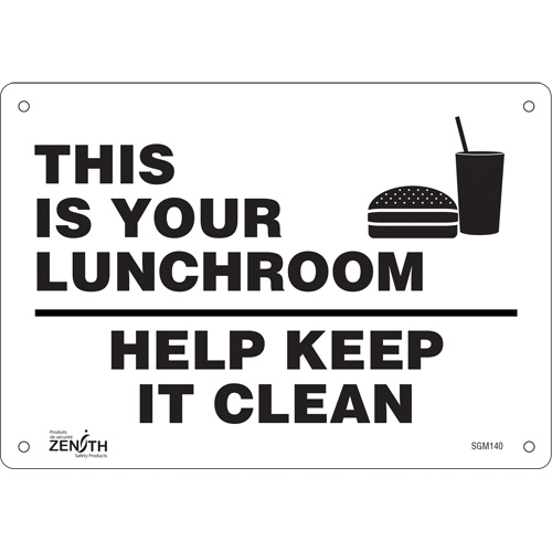 "This Is Your Lunchroom" Sign, 7" x 10", Plastic, English with Pictogram