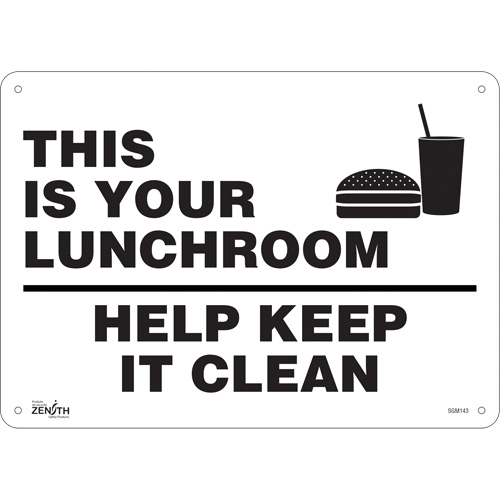 "This Is Your Lunchroom" Sign, 10" x 14", Plastic, English with Pictogram
