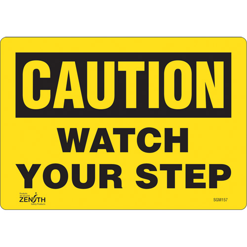 "Watch Your Step" Sign, 7" x 10", Vinyl, English
