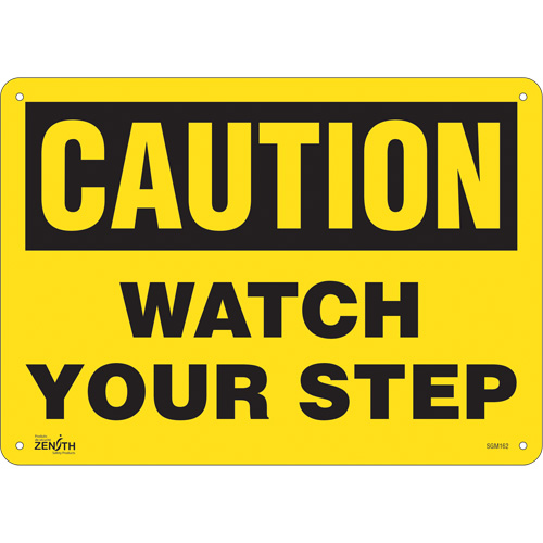 "Watch Your Step" Sign, 10" x 14", Aluminum, English
