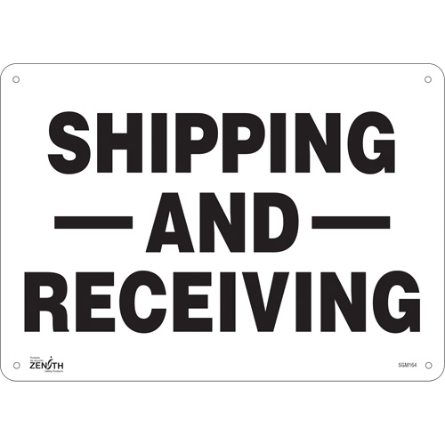 "Shipping And Receiving" Sign, 10" x 14", Aluminum, English