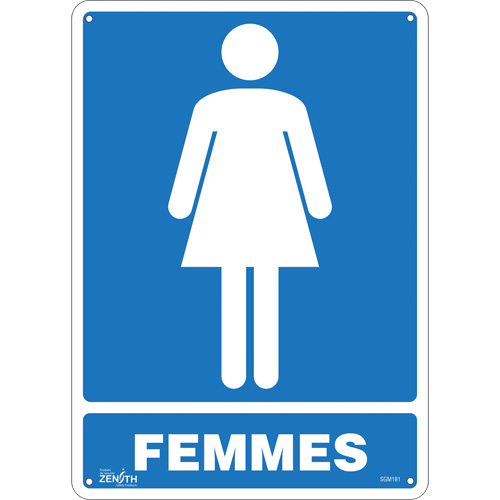 "Femmes" Sign, 14" x 10", Plastic, French with Pictogram