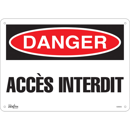"Accès Interdit" Sign, 10" x 14", Aluminum, French