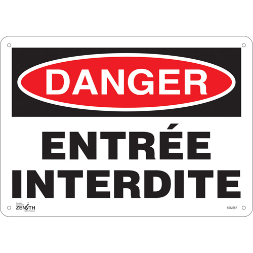 "Entrée Interdite" Sign, 10" x 14", Plastic, French