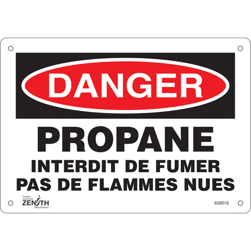"Propane - Interdit De Fumer" Sign, 7" x 10", Plastic, French