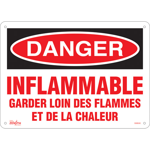 "Garder Loin Des Flammes" Sign, 10" x 14", Aluminum, French