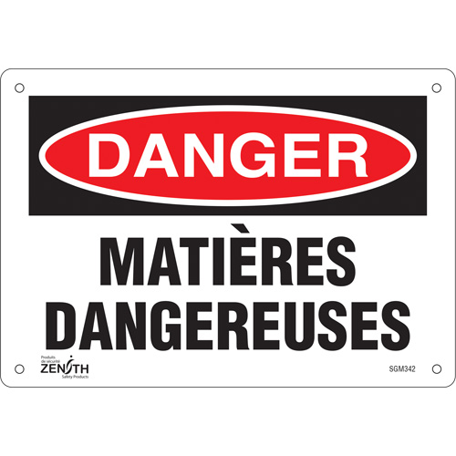 "Matières Dangereuses" Sign, 7" x 10", Plastic, French