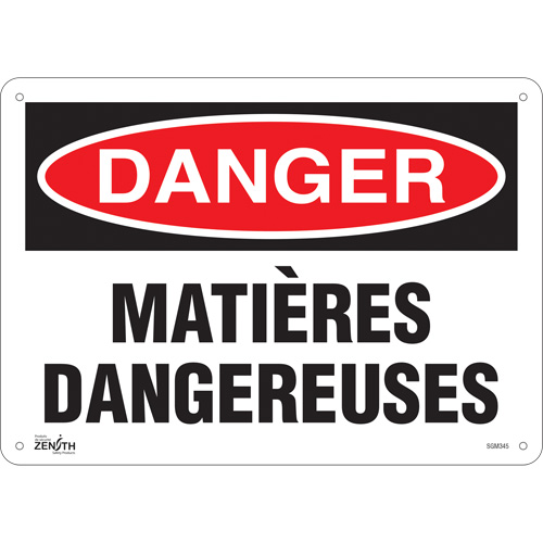 "Matières Dangereuses" Sign, 10" x 14", Plastic, French