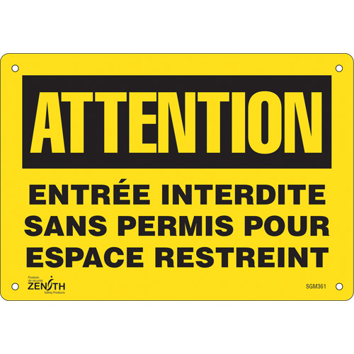 "Entrée Interdite Sans Permis" Sign, 7" x 10", Aluminum, French