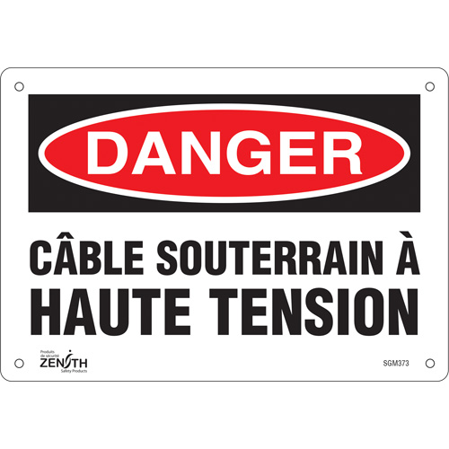 "Câble Souterrain À Haute Tension" Sign, 7" x 10", Aluminum, French