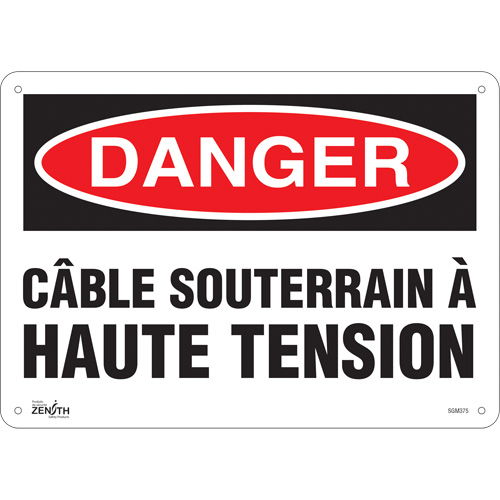 "Câble Souterrain À Haute Tension" Sign, 10" x 14", Plastic, French
