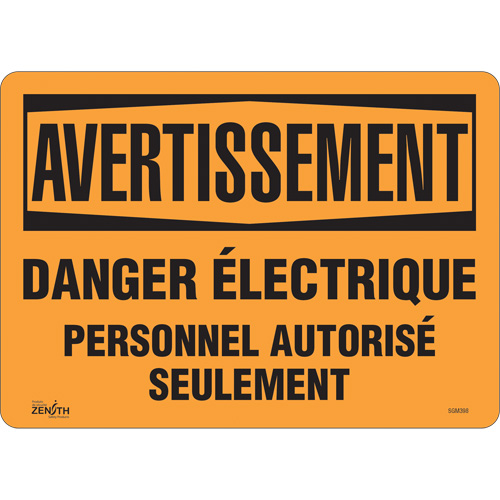 "Danger Électrique" Sign, 10" x 14", Vinyl, French