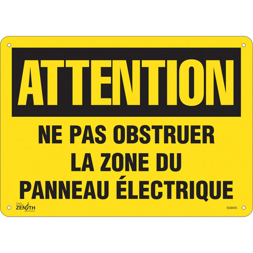 "Zone du Panneau Électrique" Sign, 10" x 14", Plastic, French