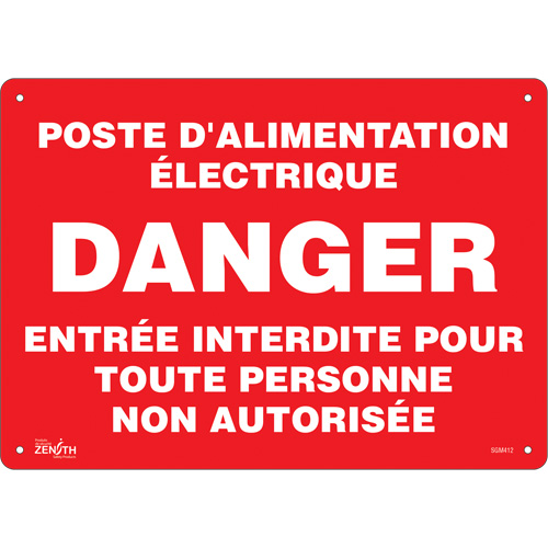 "Poste D'Alimentation Électrique" Sign, 10" x 14", Aluminum, French