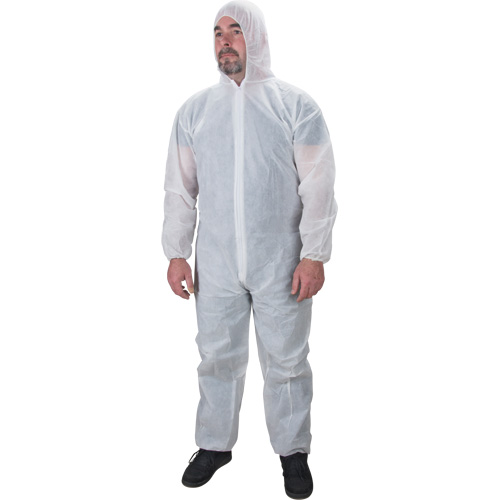 Hooded Coveralls, Medium, White, Polypropylene