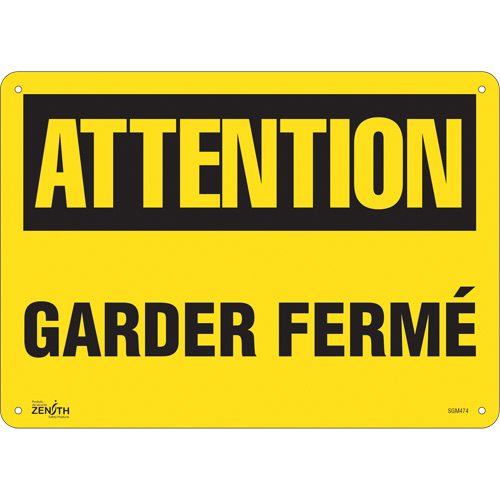 "Garder Fermé" Sign, 10" x 14", Aluminum, French