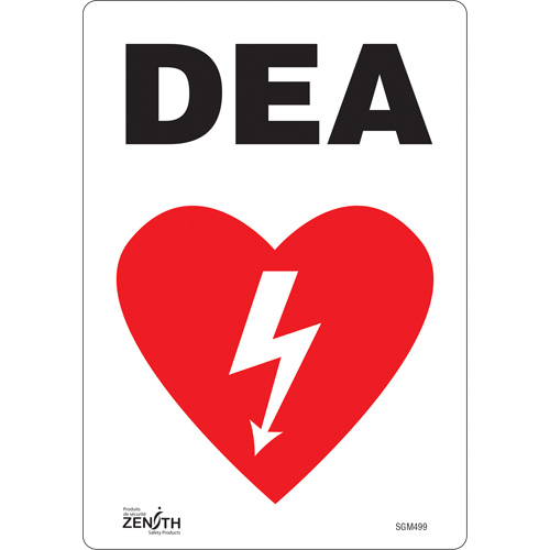 "DEA" Sign, 10" x 7", Vinyl, French with Pictogram