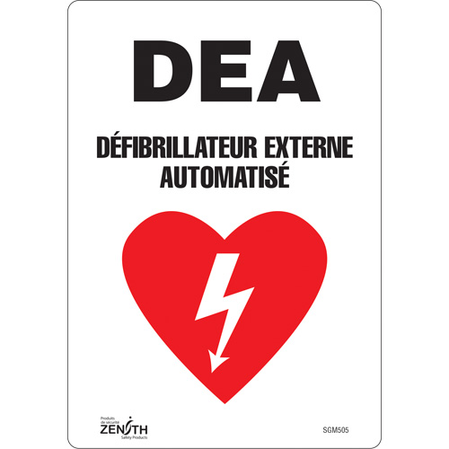 "DEA" Sign, 10" x 7", Vinyl, French with Pictogram