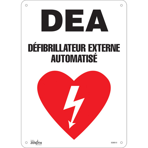 "DEA" Sign, 14" x 10", Aluminum, French with Pictogram