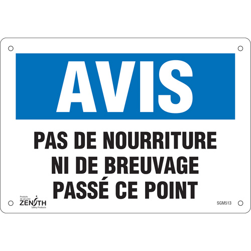 "Pas de Nourriture" Sign, 7" x 10", Aluminum, French