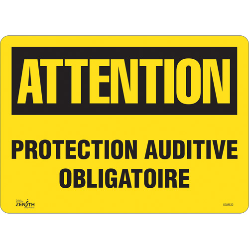 "Protection Auditive Obligatoire" Sign, 10" x 14", Vinyl, French