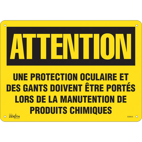 "Protection Oculaire" Sign, 10" x 14", Plastic, French