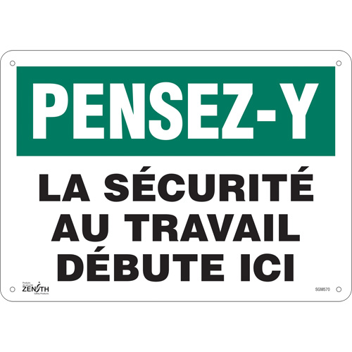 "La Sécurité au Travail" Sign, 10" x 14", Aluminum, French
