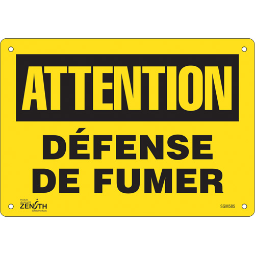 "Défense De Fumer" Sign, 7" x 10", Aluminum, French