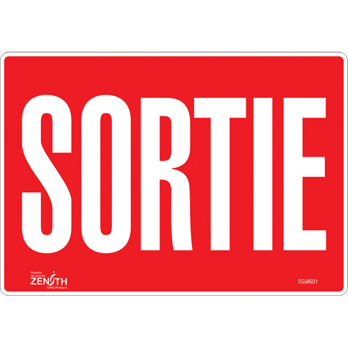 "Sortie" Sign, 7" x 10", Vinyl, French