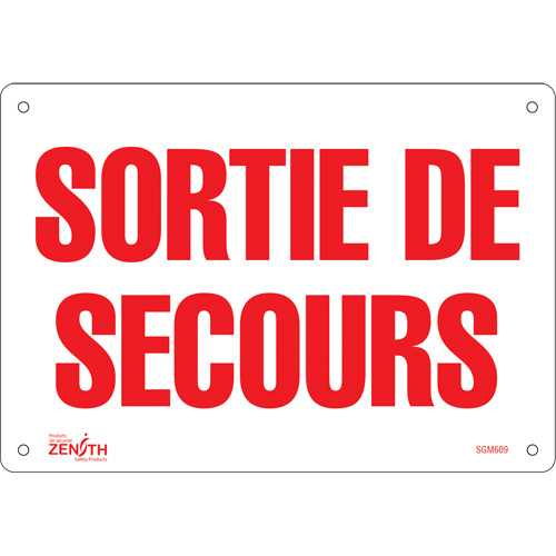 "Sortie De Secours" Sign, 7" x 10", Aluminum, French