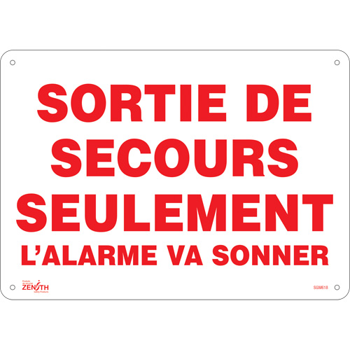"Sortie De Secours" Sign, 10" x 14", Aluminum, French