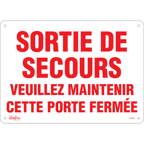"Sortie De Secours" Sign, 10" x 14", Aluminum, French