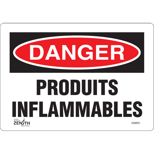 "Produits Inflammables" Sign, 7" x 10", Vinyl, French