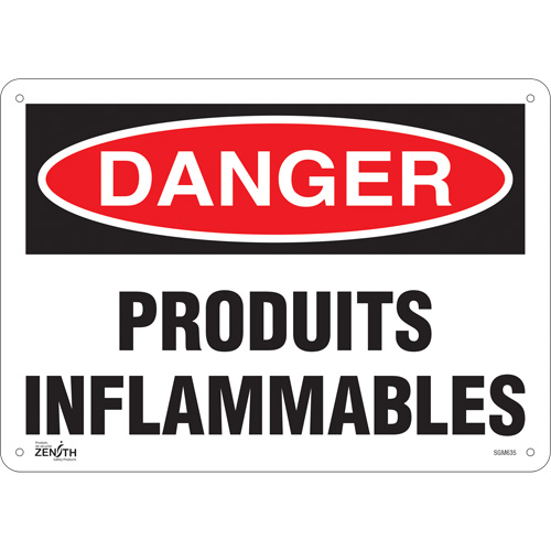 "Produits Inflammables" Sign, 10" x 14", Plastic, French