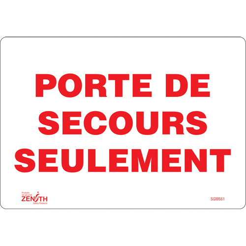 "Porte De Secours" Sign, 7" x 10", Vinyl, French