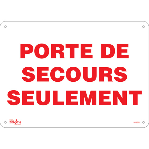 "Porte De Secours" Sign, 10" x 14", Aluminum, French