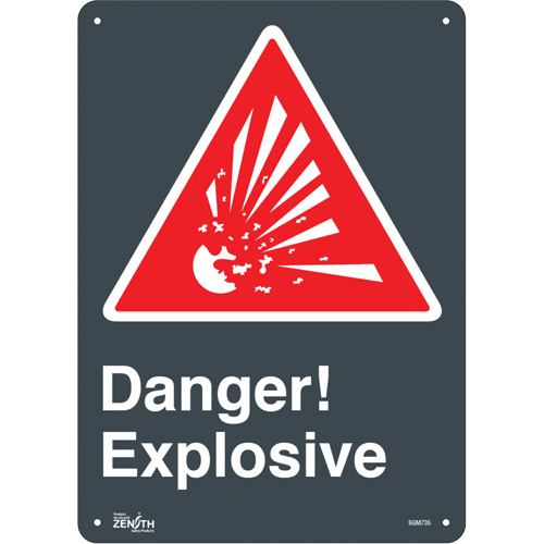 "Explosive" Sign, 14" x 10", Aluminum, English with Pictogram