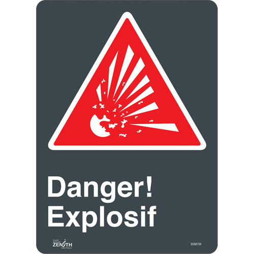 "Explosif" Sign, 14" x 10", Vinyl, French with Pictogram