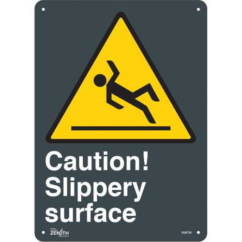 "Slippery Surface" Sign, 14" x 10", Aluminum, English with Pictogram