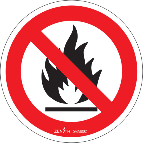 No Open Flames CSA Standard Safety Sign, 6" x 6", Vinyl, Pictogram