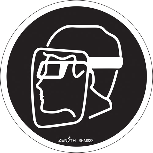 Face Protection Required CSA Standard Safety Sign, 6" x 6", Vinyl, Pictogram