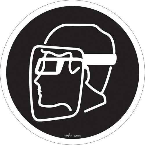 Face Protection Required CSA Standard Safety Sign, 12" x 12", Vinyl, Pictogram