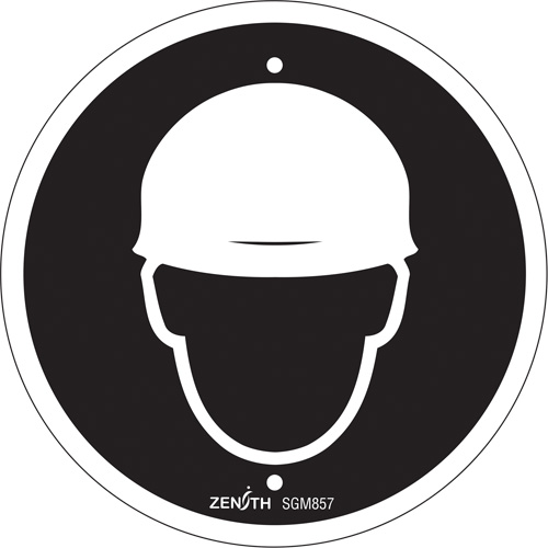 Hardhat Protection Required CSA Standard Safety Sign, 6" x 6", Plastic, Pictogram