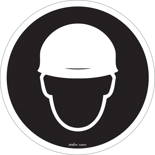 Hard Hat Protection Required CSA Standard Safety Sign, 12" x 12", Vinyl, Pictogram