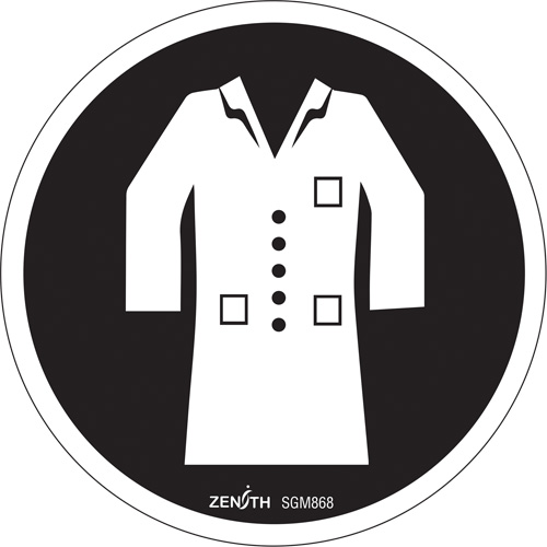 Lab Coat Required CSA Standard Safety Sign, 6" x 6", Vinyl, Pictogram