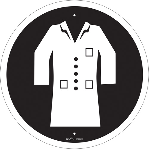 Lab Coat Required CSA Standard Safety Sign, 12" x 12", Plastic, Pictogram
