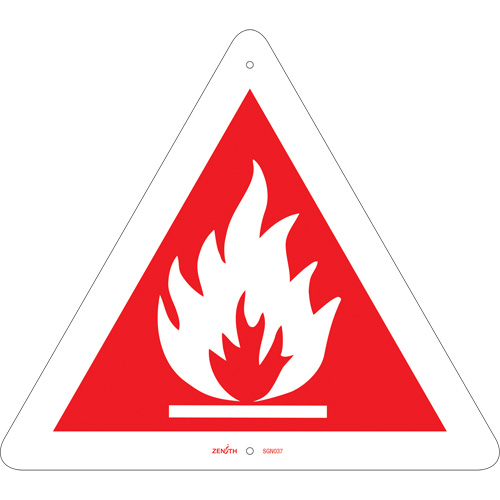 Flammable CSA Standard Safety Sign, 12" x 12", Plastic, Pictogram