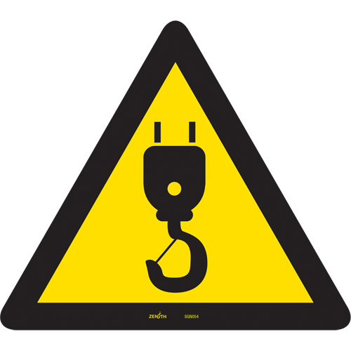 Crane CSA Standard Safety Sign, 12" x 12", Vinyl, Pictogram